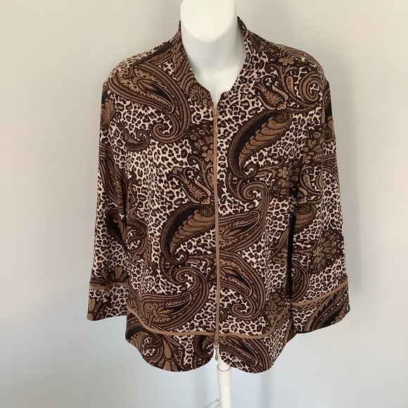 Joseph Ribkoff Paisley/Leopard 2-Way Zip Jacket Sz. 16 - Picture 7 of 12